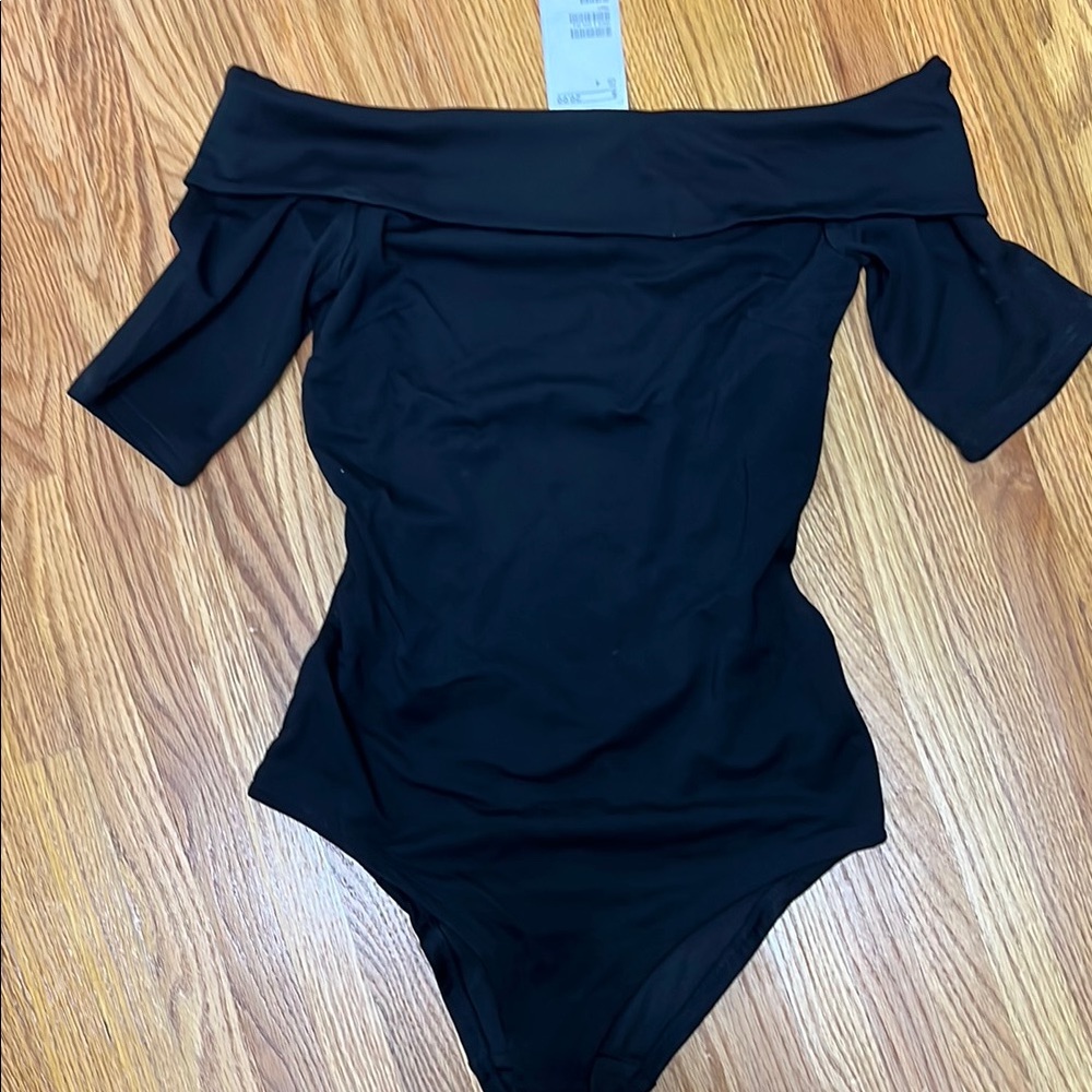 NWT Black Off-Shoulder Bodysuit OPEN BACK